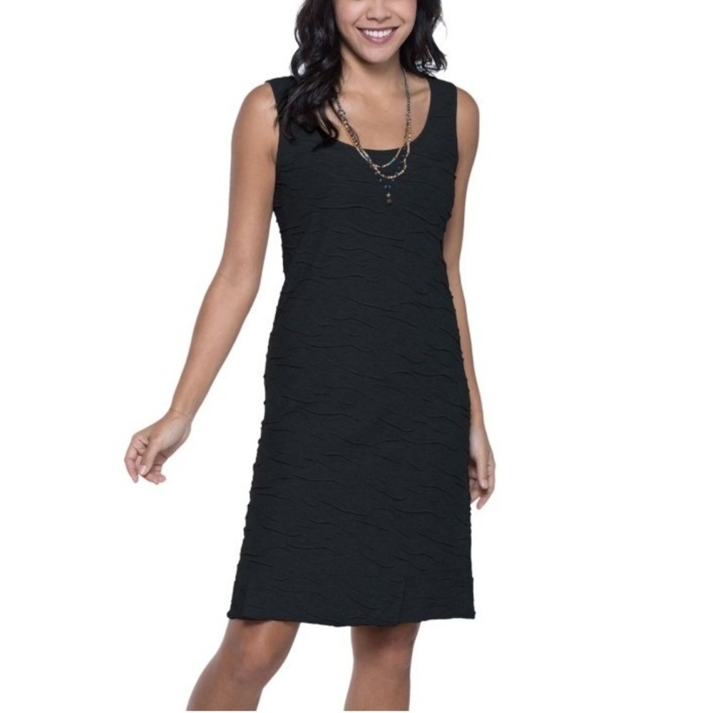 Toad&Co Dress Womens Medium Black Samba Wave Shift Sleeveless Textured